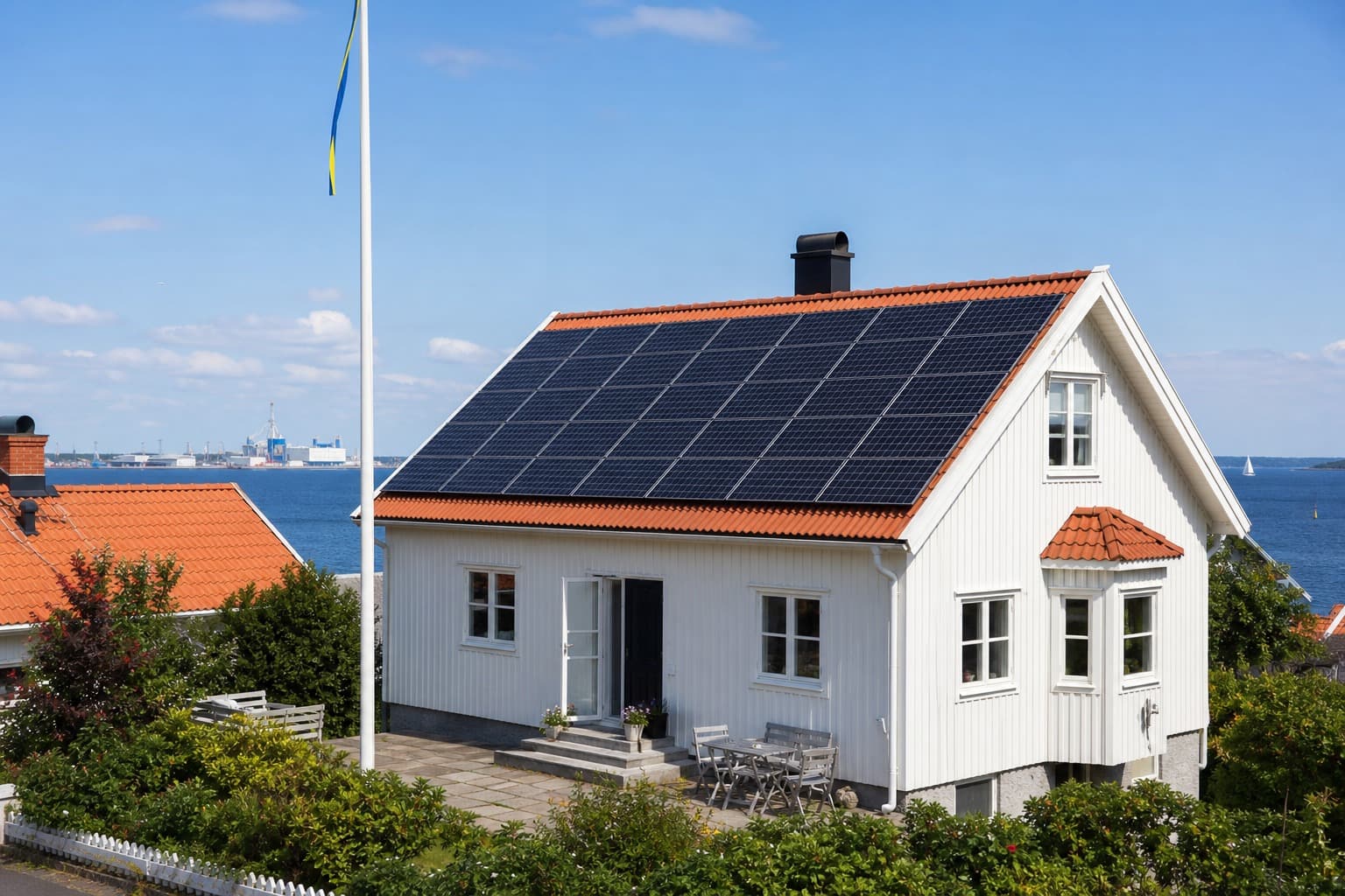 Solceller på kustnära bostad i södra Sverige – Helsingborg