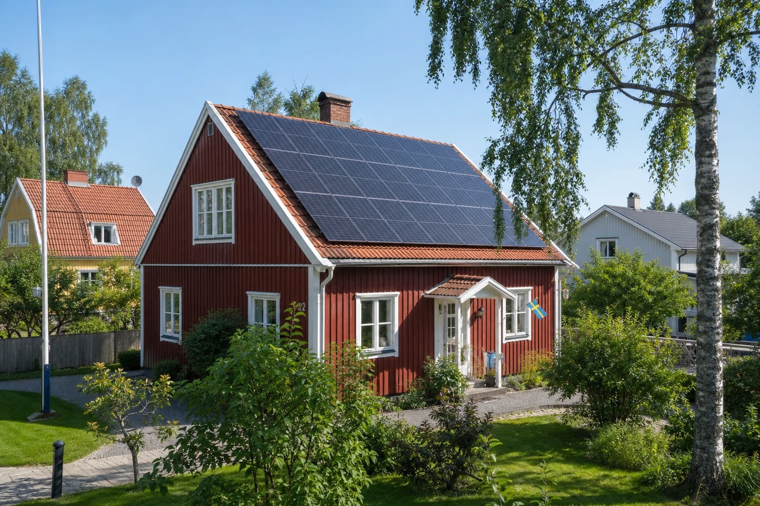 Solceller på klassisk svensk villa i villakvarter – Uppsala